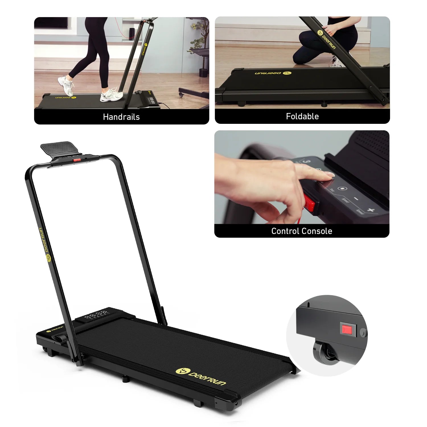 Deerrun A5 Pro Smart 2-In-1 Folding Walkingpad with Handrail